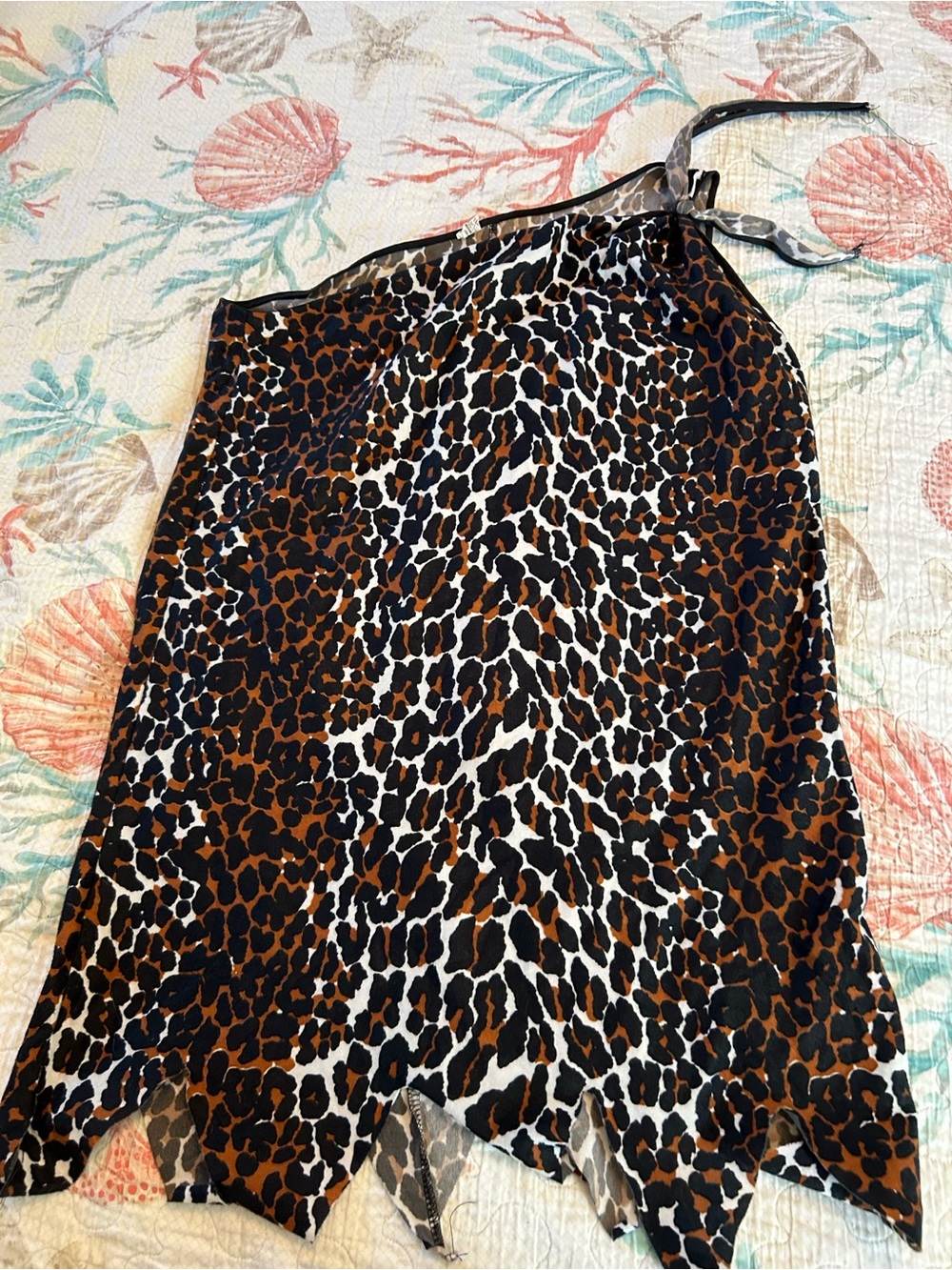 Cavegirl Costume Leopard Print Asymmetrical Skirt - Brown/Black/White